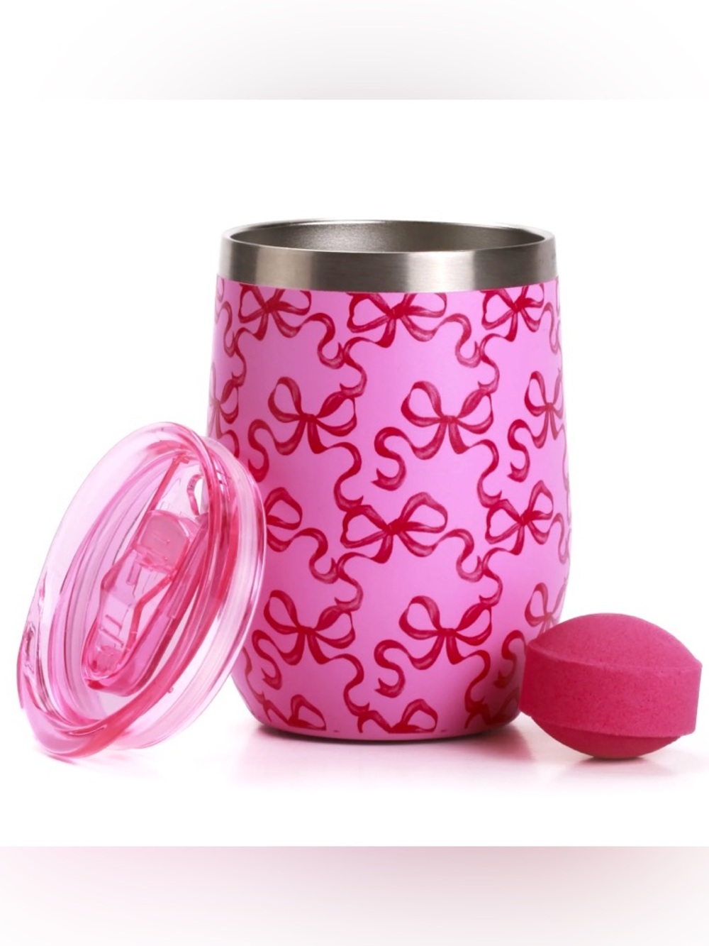 Hi Peach Layne Bow Tumbler and Bath Bomb Gift Set Pink NWT